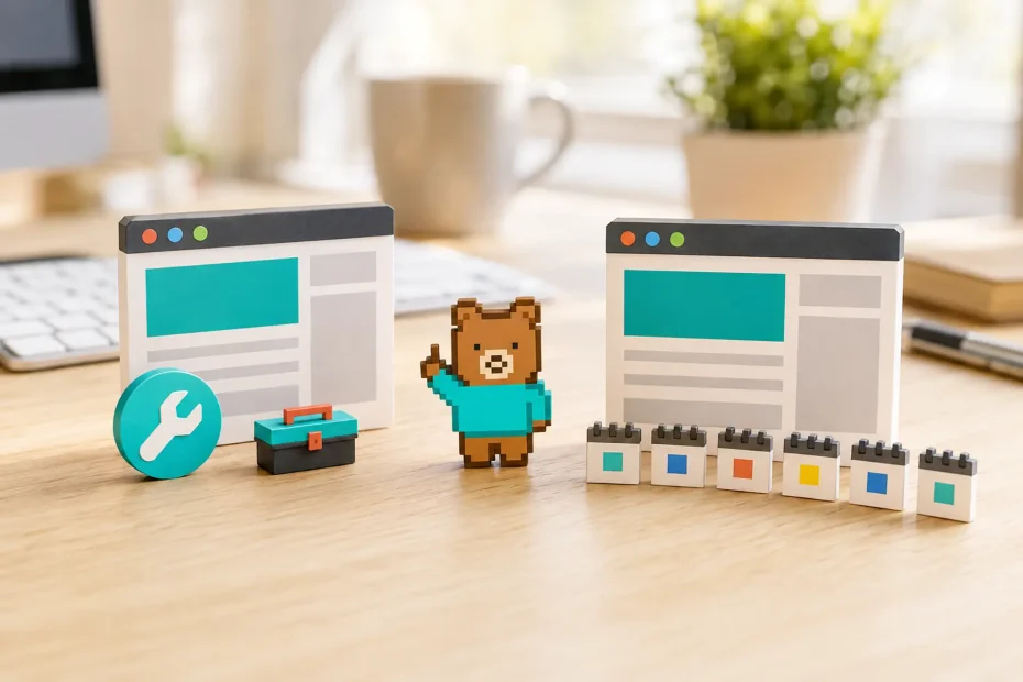 Piccolo orso WPixo confronta la manutenzione WordPress una tantum e continuativa